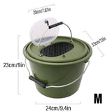 Fishing Tackle: Portable Double Live Fish Bucket Breathable Fish Storage Container for Fishing - M