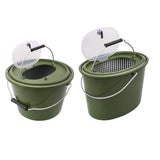 Fishing Tackle: Portable Double Live Fish Bucket Breathable Fish Storage Container for Fishing - S