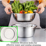 Kitchen Utensils: Multifunctional 201 Stainless Steel Basin 3 in 1 Colanders Basin Mixing Bowl Set