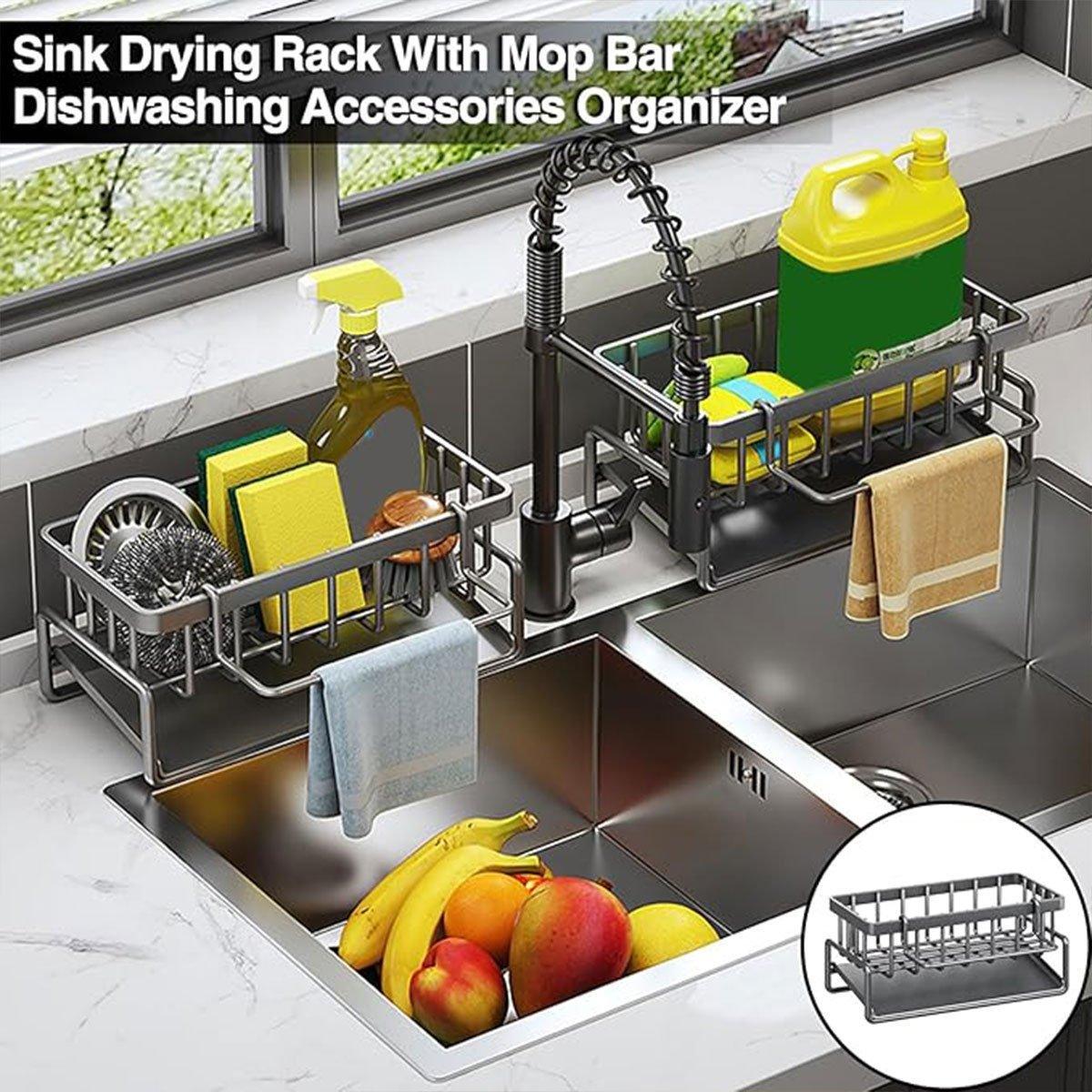 Storage Boxes: Kitchen Sink Caddy Storage Organizer Steel Sponge Soap Brush Holder Faucet Rack