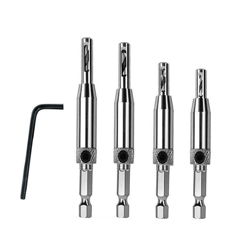 Tool Blades: 4X Self-Centering Drill Bits Hex Shank Pilot Door Drawer Hinge Hole Screw Guide