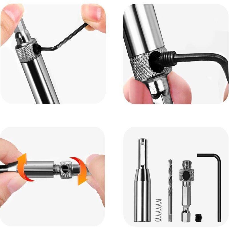 Tool Blades: 4X Self-Centering Drill Bits Hex Shank Pilot Door Drawer Hinge Hole Screw Guide