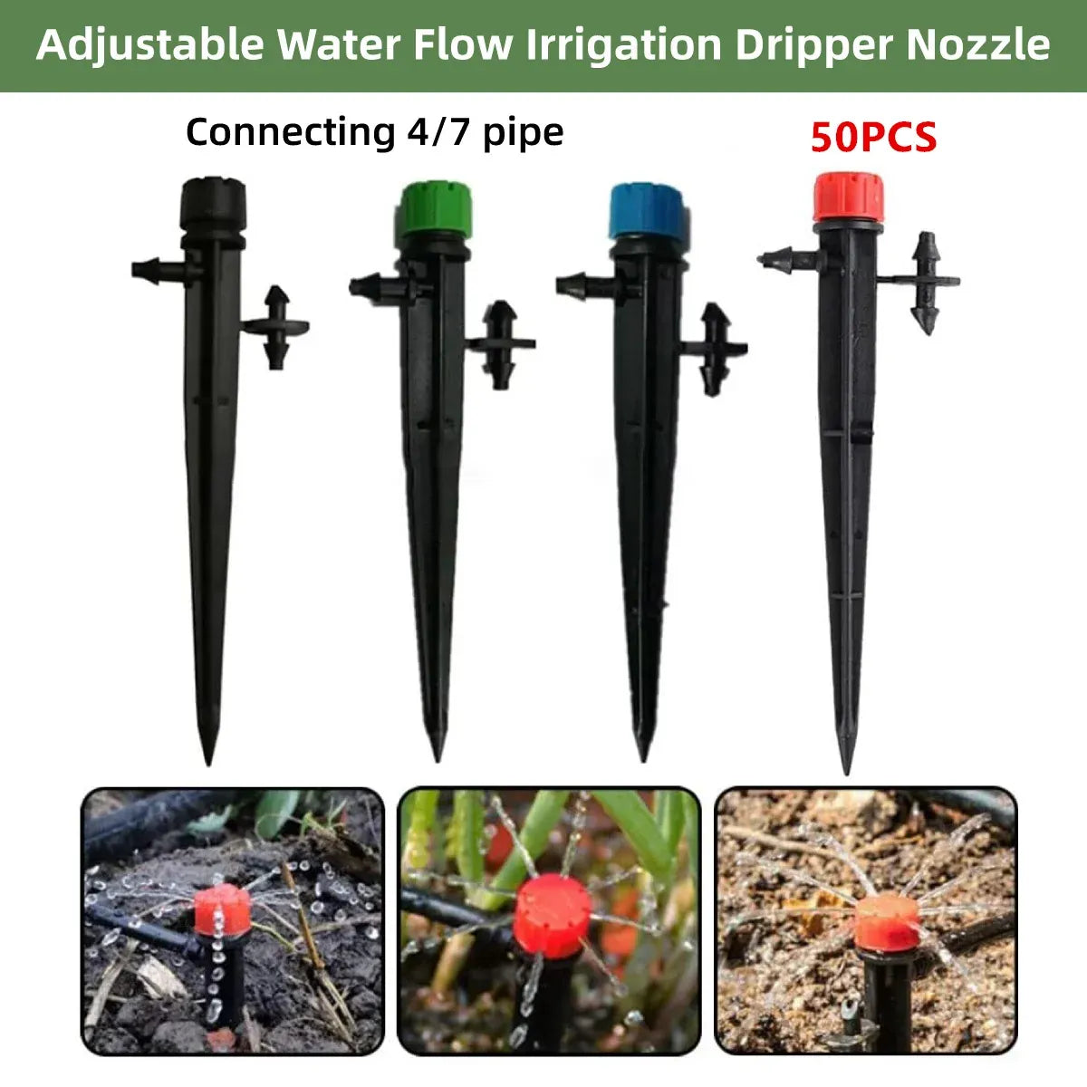 Adjustable Irrigation Misting Dripper 360-degree Sprinkler Drip Watering Tool - Black