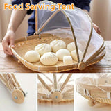 Food Storage: Bamboo Baskets Tray Anti Bug Food Fruit Storage Container with Mesh Cover