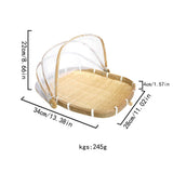Food Storage: Bamboo Baskets Tray Anti Bug Food Fruit Storage Container with Mesh Cover