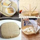Food Storage: Bamboo Baskets Tray Anti Bug Food Fruit Storage Container with Mesh Cover