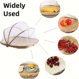 Food Storage: Bamboo Baskets Tray Anti Bug Food Fruit Storage Container with Mesh Cover