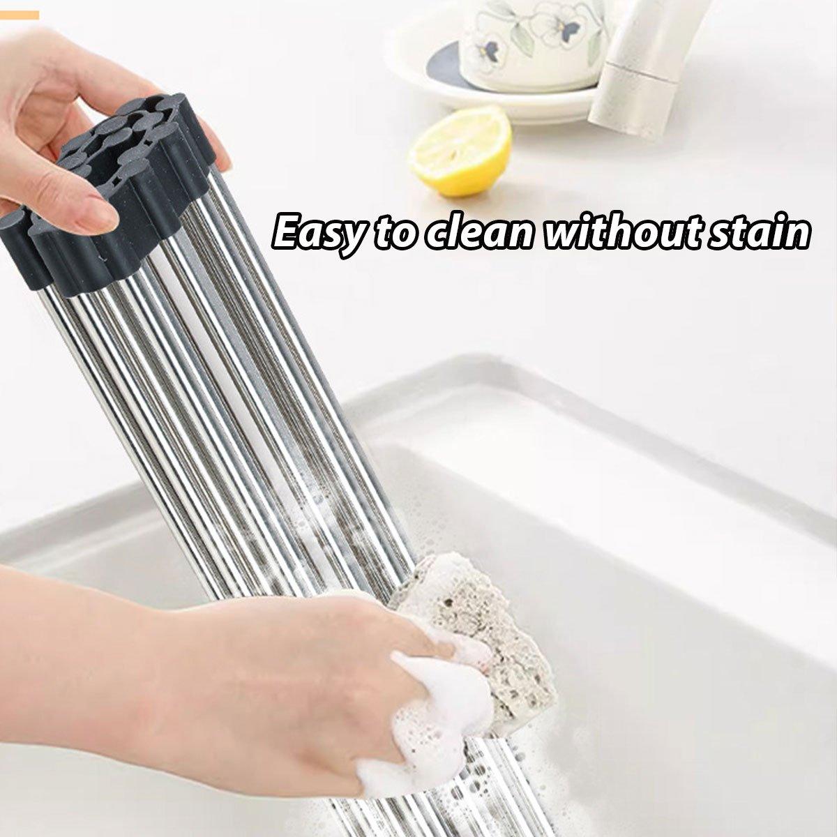 Kitchen Utensils: Multifunctional Stainless Steel Draining Rack Folding Sink Organizer for Kitchen - 580 x 400mm