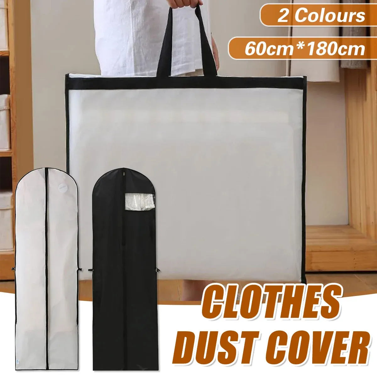 Clothes Dustproof Cover Foldable Moisture-Proof For Household Dress Suit Storage - Black