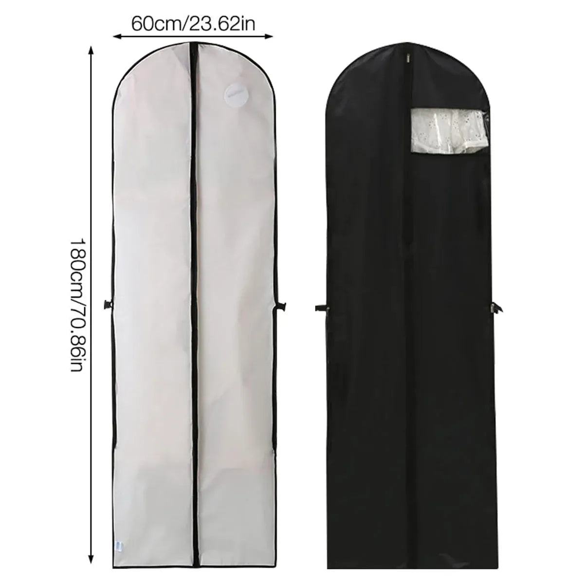 Clothes Dustproof Cover Foldable Moisture-Proof For Household Dress Suit Storage - Black