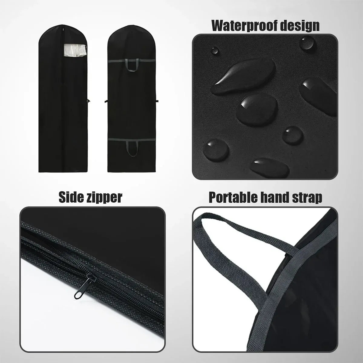 Clothes Dustproof Cover Foldable Moisture-Proof For Household Dress Suit Storage - Black