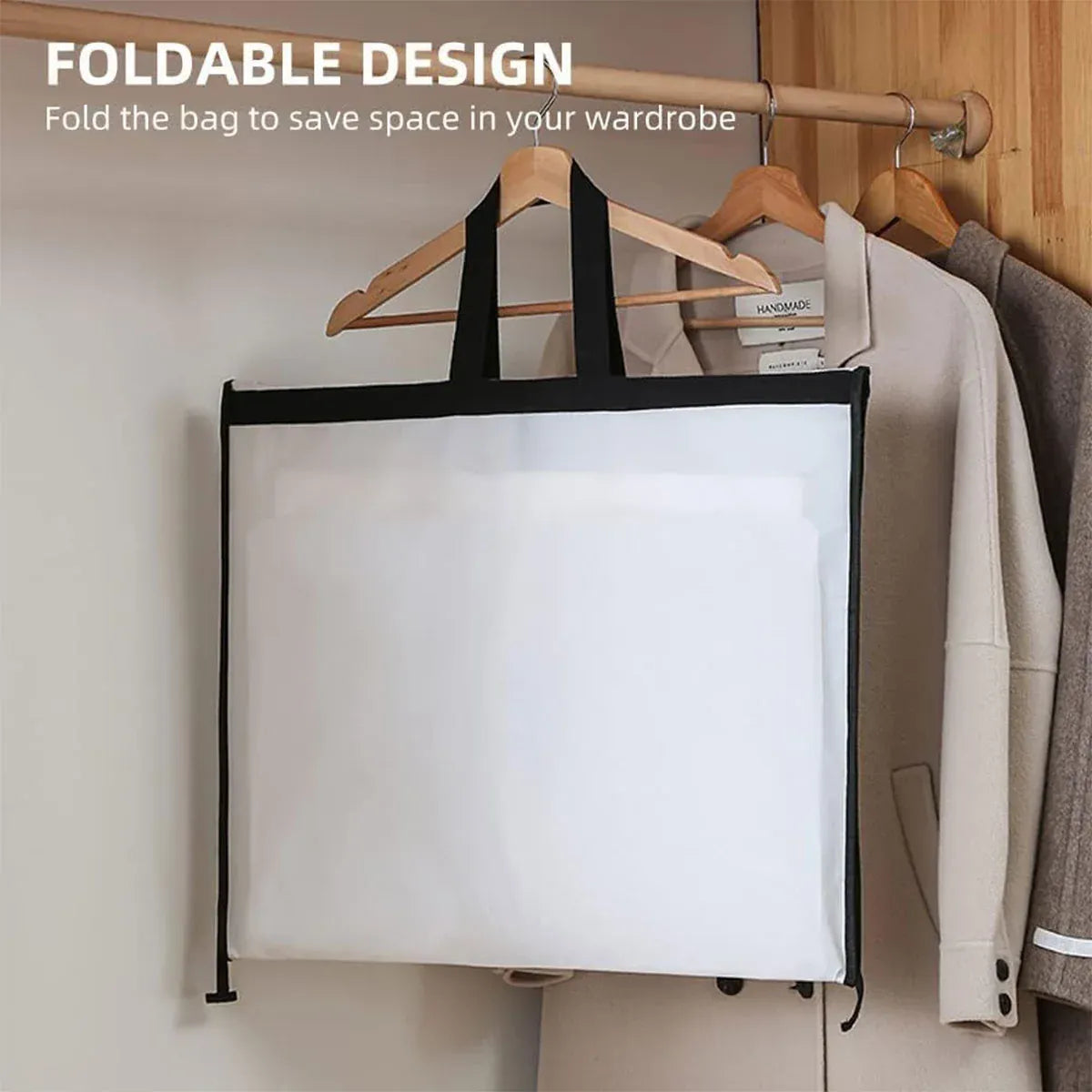 Clothes Dustproof Cover Foldable Moisture-Proof For Household Dress Suit Storage - White