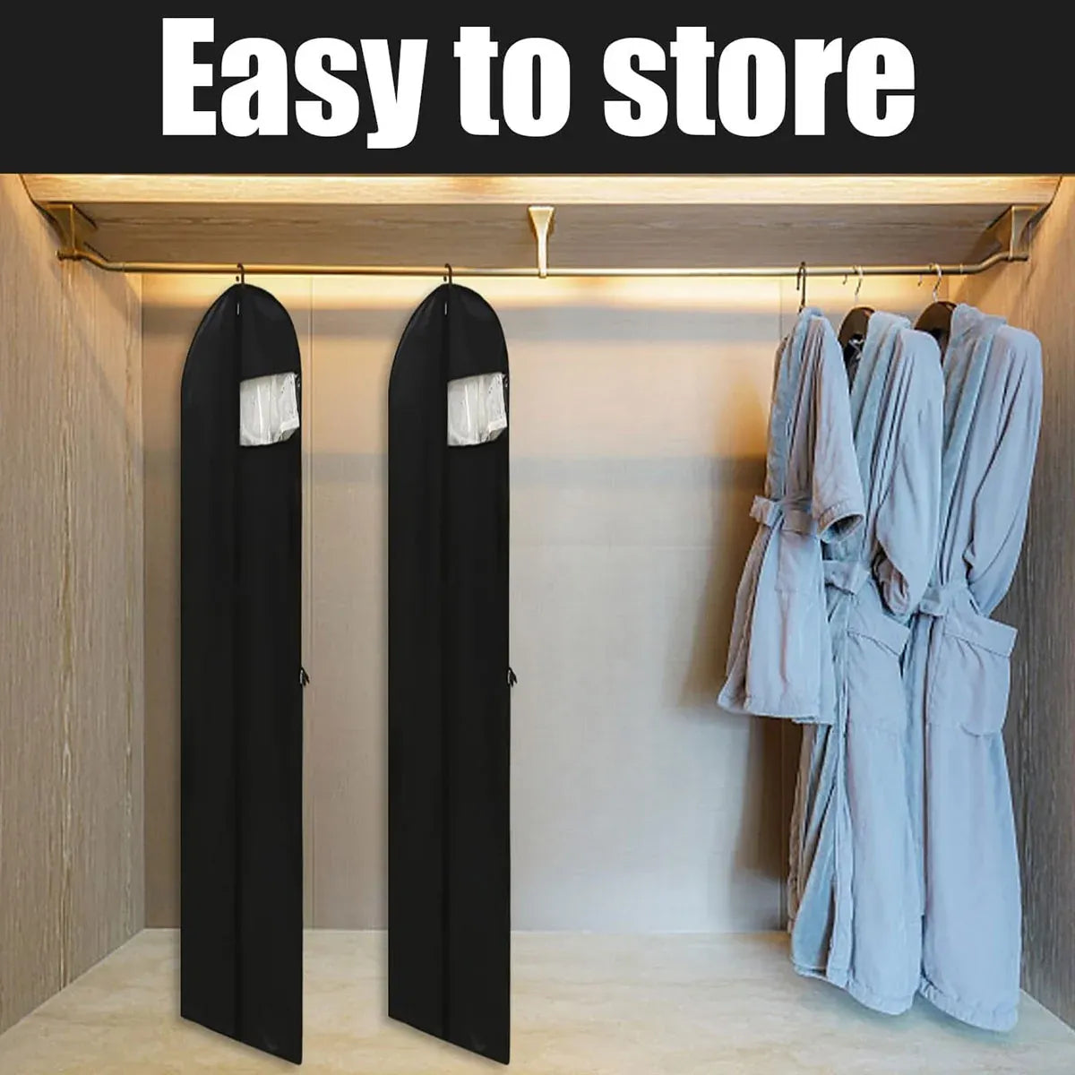 Clothes Dustproof Cover Foldable Moisture-Proof For Household Dress Suit Storage - White
