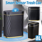 Automatic Bins: Sensor Trash Can 8L Narrow Black Smart Bin Touchless Bathroom Toilet Waste Bin