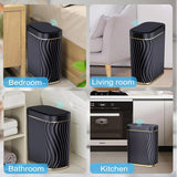 Automatic Bins: Sensor Trash Can 8L Narrow Black Smart Bin Touchless Bathroom Toilet Waste Bin