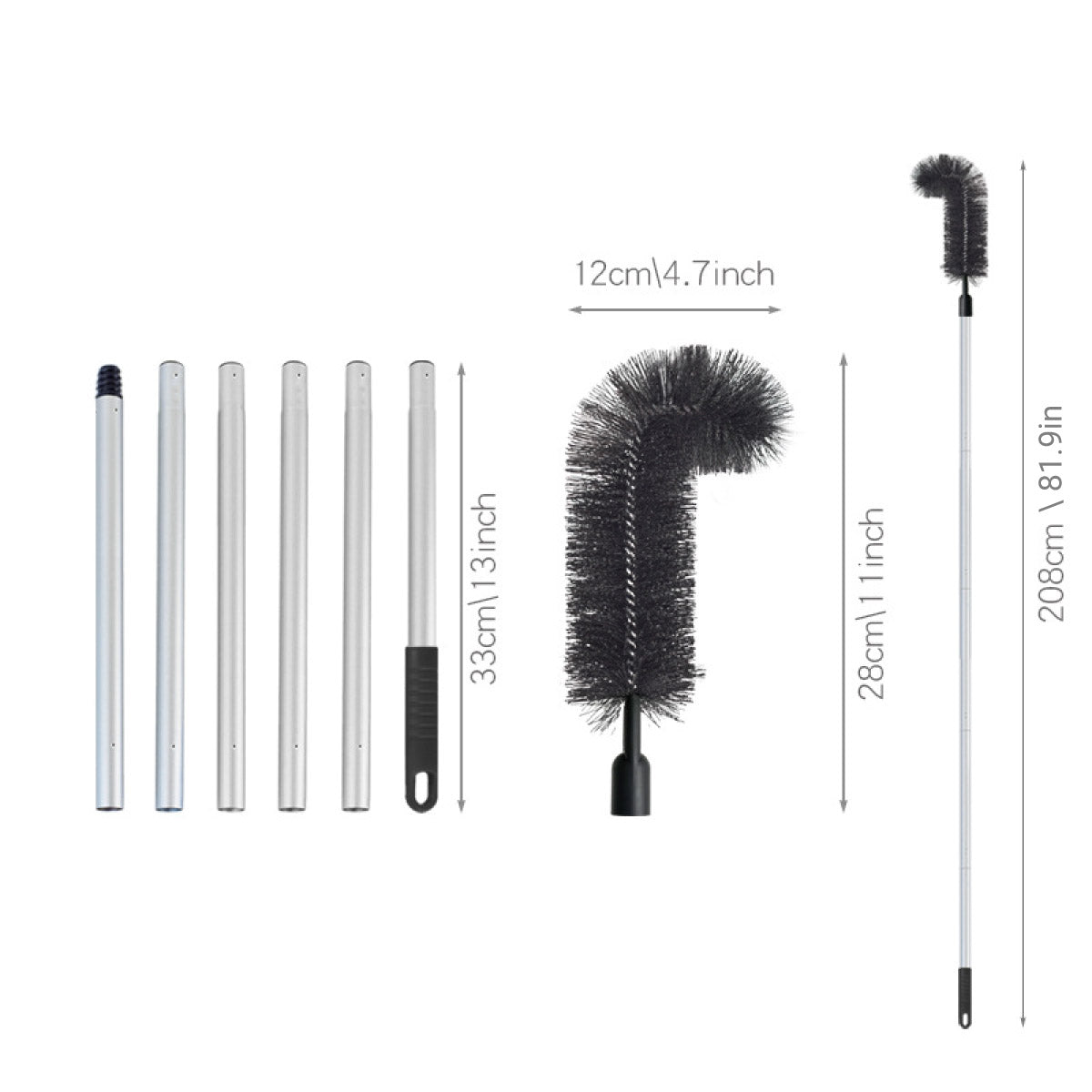 Toilet Brushes & Holders: Gutter Cleaning Brush Roofing Tool with Pole 208cm for Long Splicing Gutter