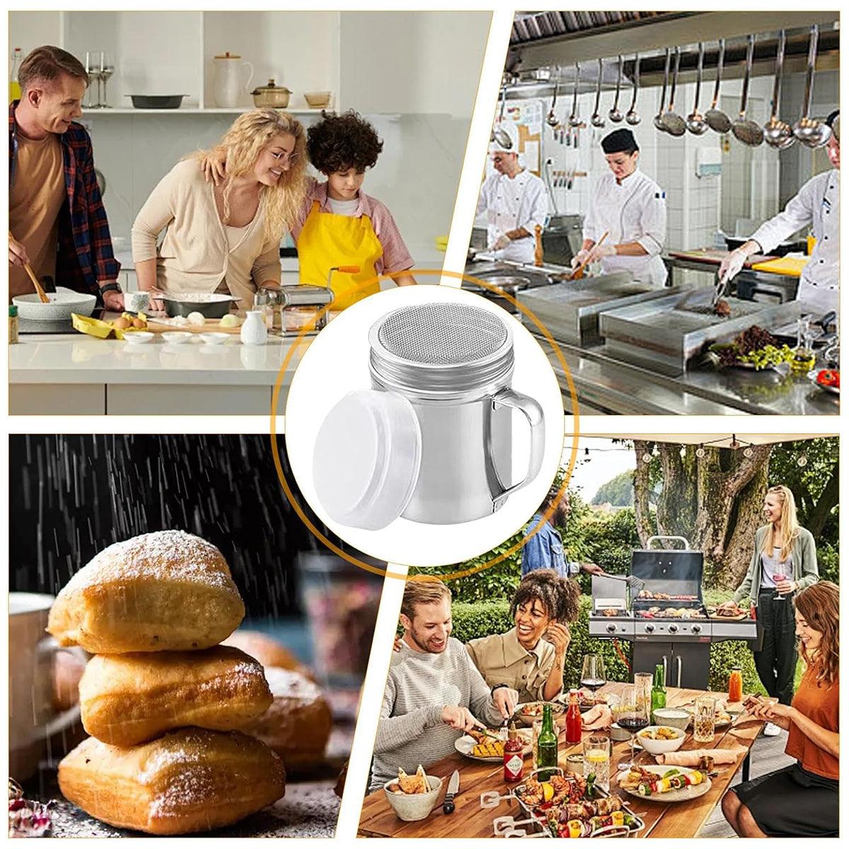 Bakeware & Accessories: Stainless Steel Powder Shaker Mesh Sugar Flour Dispenser Spice Baking Tool