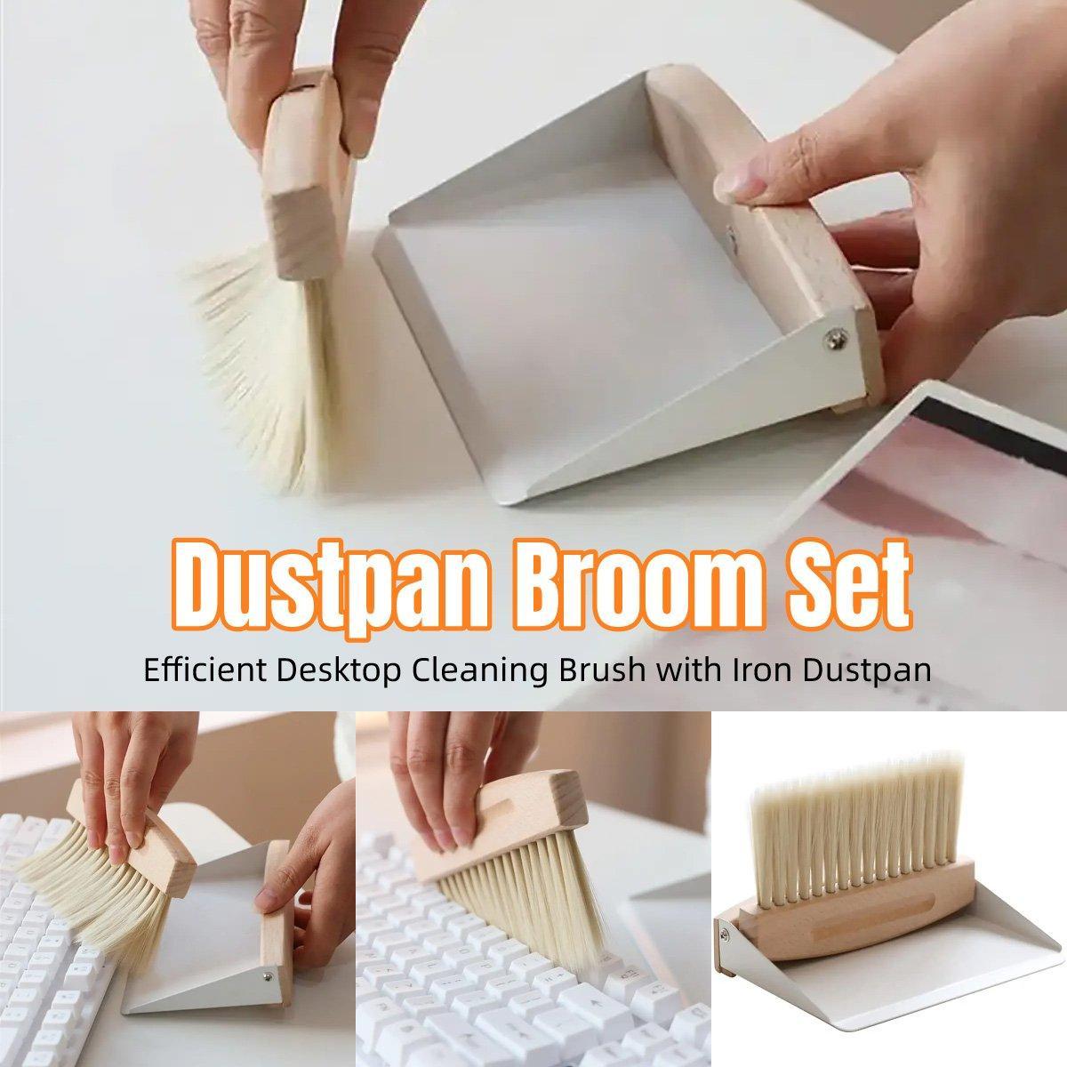 Commercial Cleaning Equipment: Mini White Brush Broom with Dustpan Car Desk Table Keyboard Cleaning Portable