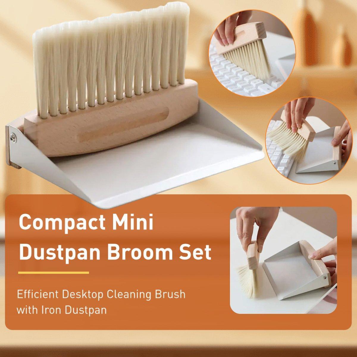 Commercial Cleaning Equipment: Mini White Brush Broom with Dustpan Car Desk Table Keyboard Cleaning Portable