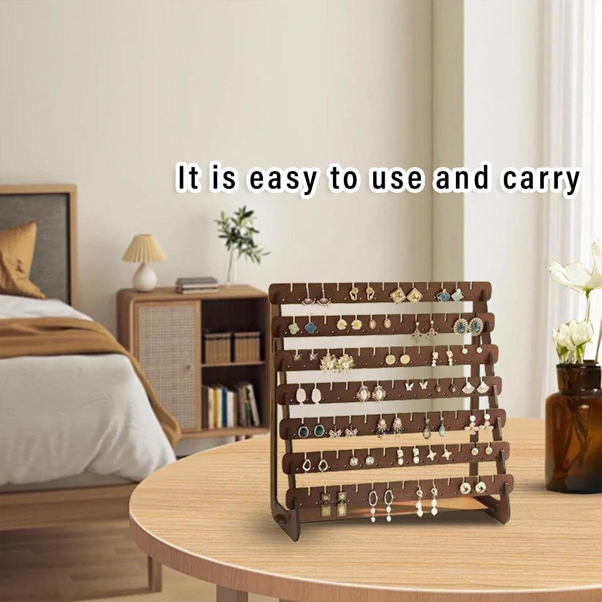 Jewellery Making Kits: Vintage Wooden Earring Holder Jewelry Display Stand Organizer for Earrings