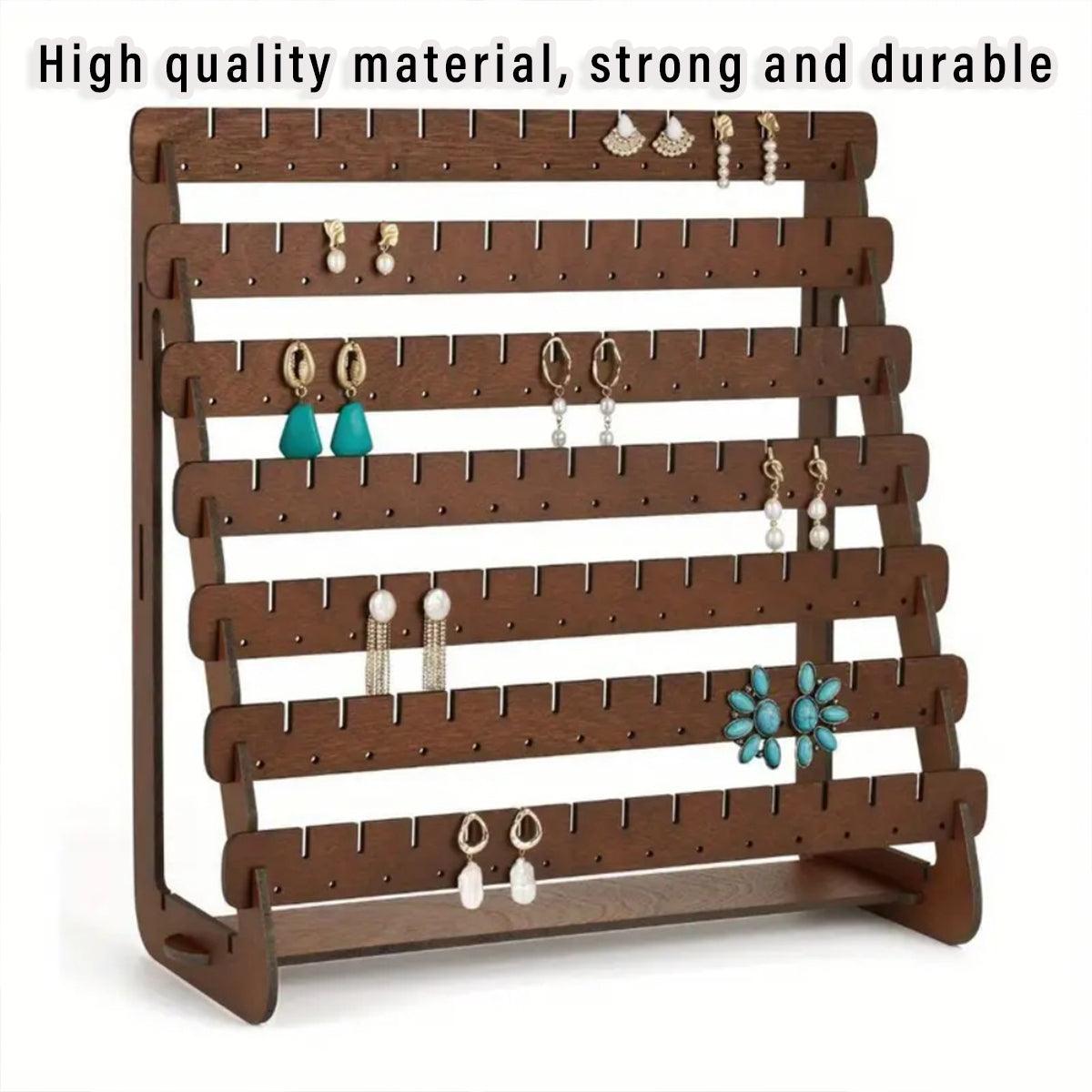 Jewellery Making Kits: Vintage Wooden Earring Holder Jewelry Display Stand Organizer for Earrings