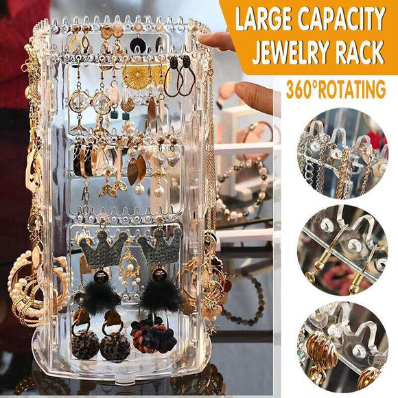 360-Degree Rotating Earring Holder Jewellery Rack Display Stand Organizer