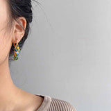 Women's Jewellery: Vintage Asymmetrical Earrings Handmade Floral Glass and Pearl Drop Design for Women