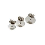 Women's Jewellery: 50/100/200PCS Earring Stud Posts Pads+Nut Backs Silvery Surgical Steel DIY Craft 8MM - 50PCS (50xpads&50xbacks)