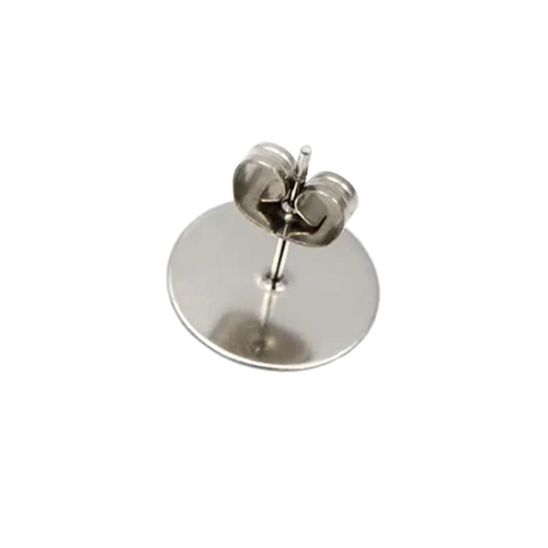 Women's Jewellery: 50/100/200PCS Earring Stud Posts Pads+Nut Backs Silvery Surgical Steel DIY Craft 8MM - 50PCS (50xpads&50xbacks)