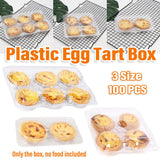 100PCS Transparent Plastic Egg Tart Box Disposable Bakery Packing Container - 9.5x18cm