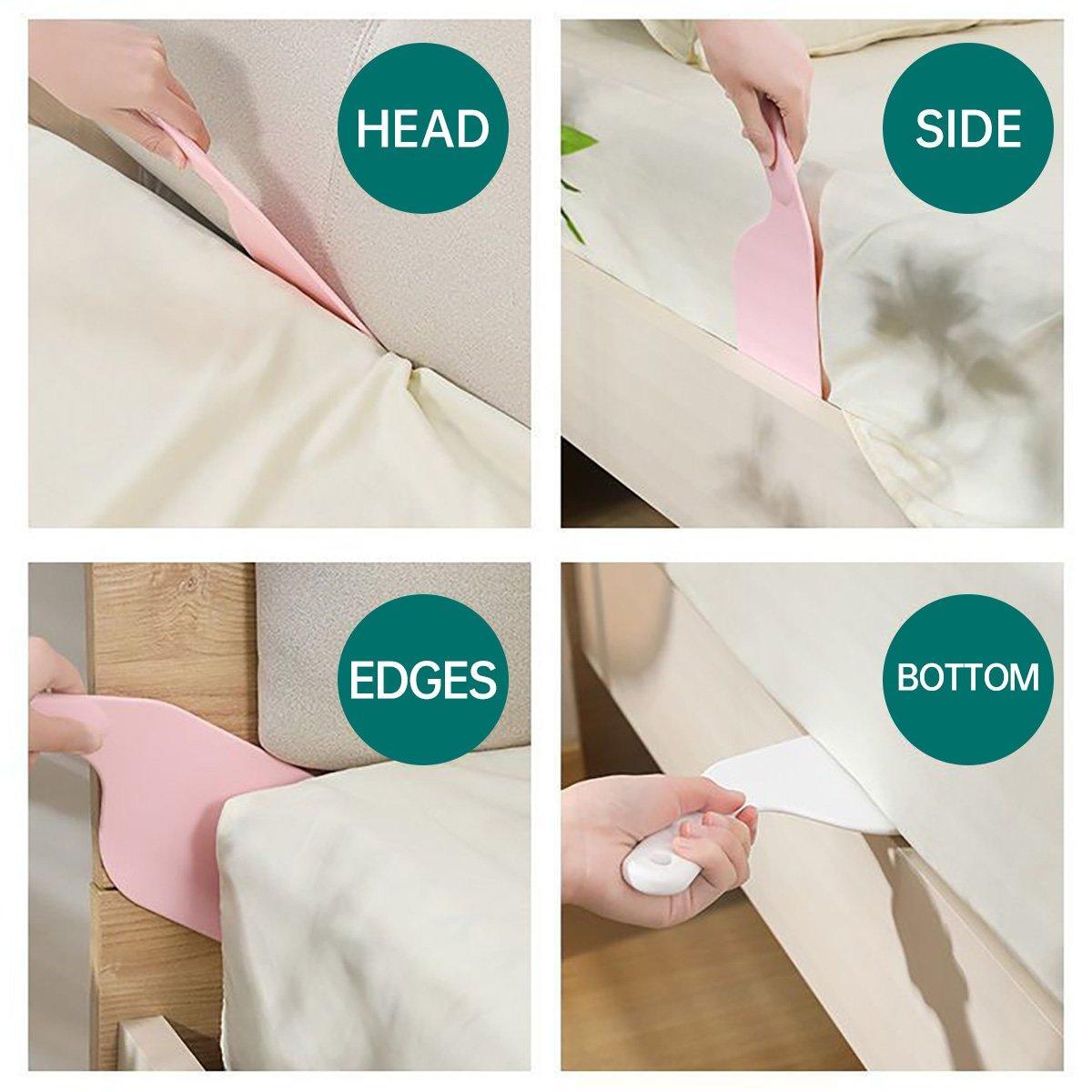 Insulation: 5pcs Bed Sheet and Mattress Organizer Fixer Gap Lifter Tool Bed Sheet Holder Set - White