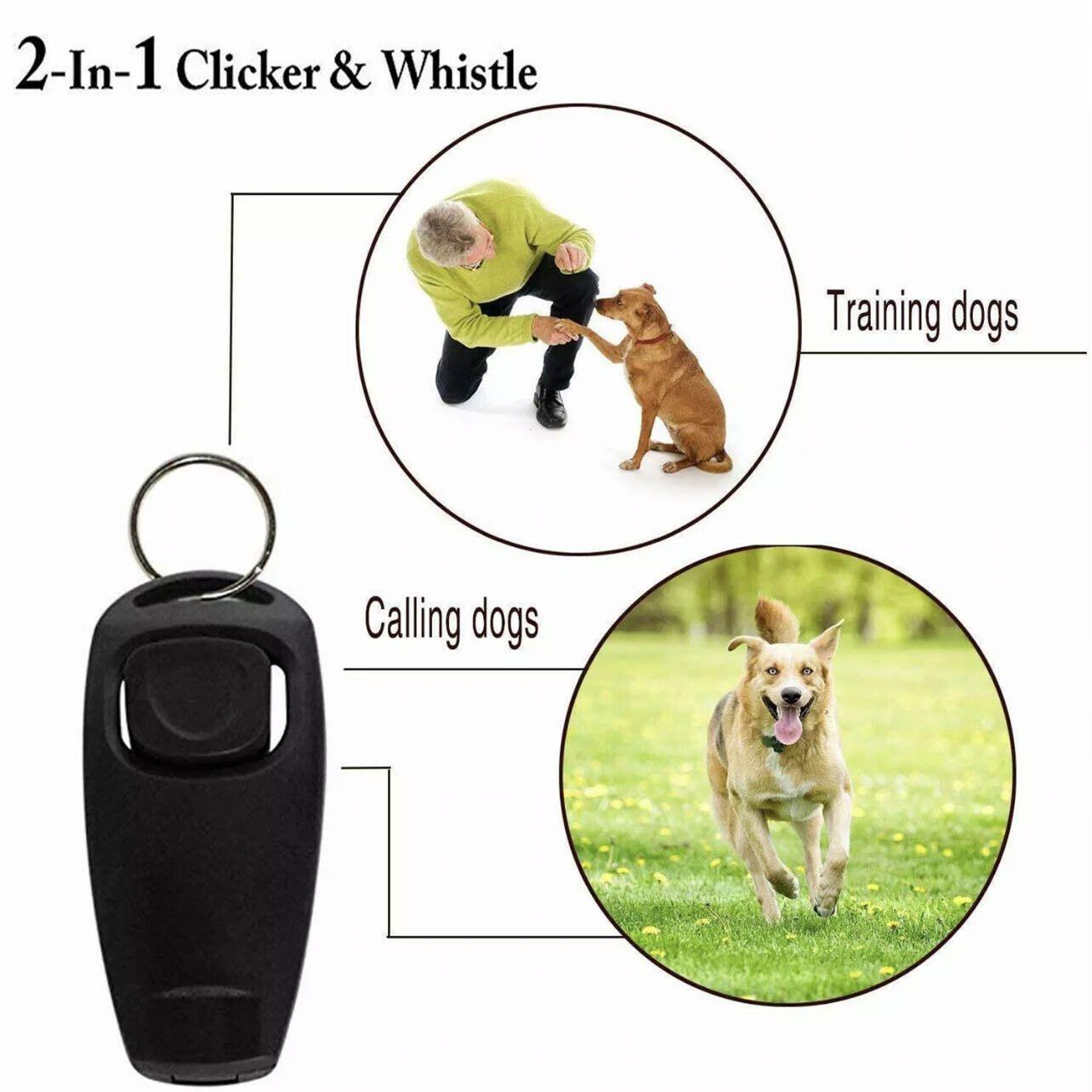 Dog Training Aids: Dog Whistle and Clicker Set for Training Stop Barking Obedience Tool Combo - Emerald Green