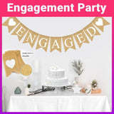 Party Supplies: Engaged Burlap Banner Rustic Hessian Bunting Engagement Party Decor