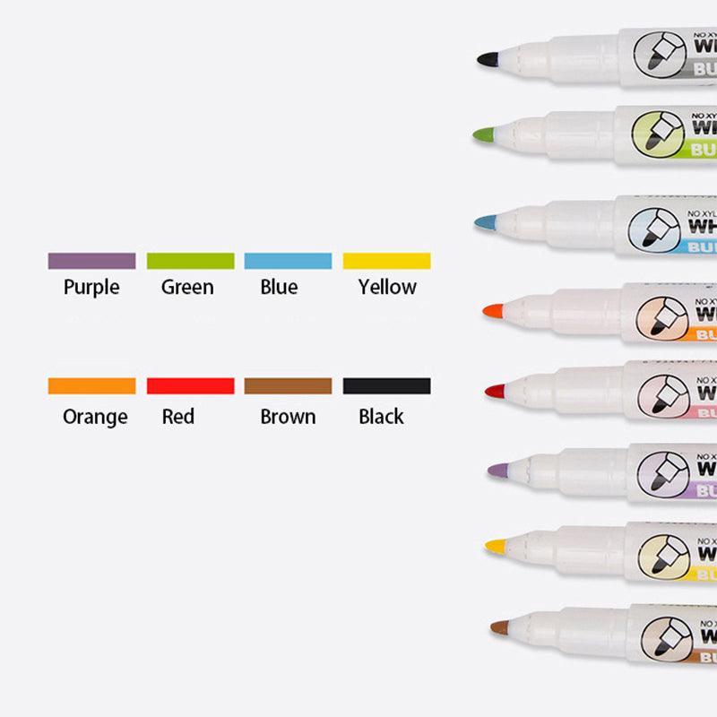 Pens & Pencils: 8 Colours Dry Erase Whiteboard Markers Set with Built-in Eraser Tips