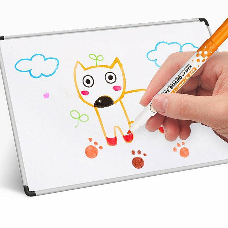 Pens & Pencils: 8 Colours Dry Erase Whiteboard Markers Set with Built-in Eraser Tips