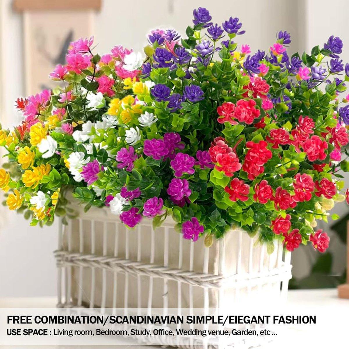 Artificial Flowers & Plants: 8pcs Artificial Camellia Flowers Realistic Silk Floral Decoration for Home Decor
