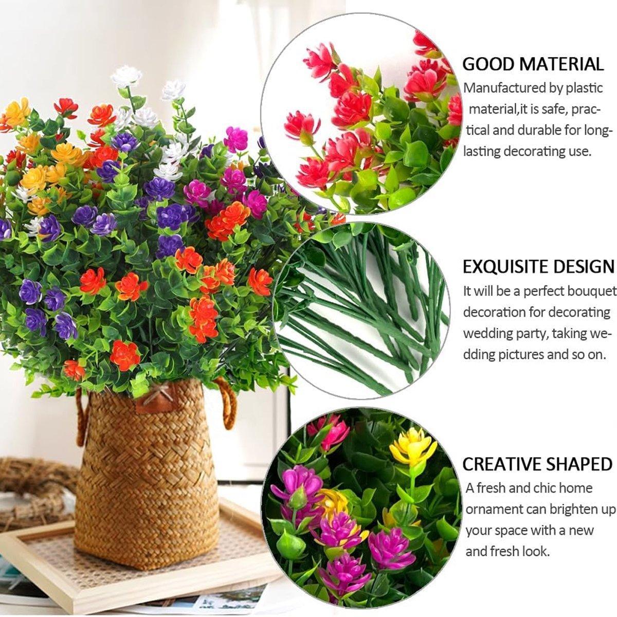 Artificial Flowers & Plants: 8pcs Artificial Camellia Flowers Realistic Silk Floral Decoration for Home Decor