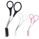 Shaving & Grooming: Eyebrow Scissors with Comb Stainless Steel Makeup Trimmer Beauty Tool 3 Colours - Black (Eyebrow Razor + Scissor)