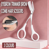 Shaving & Grooming: Eyebrow Scissors with Comb Stainless Steel Makeup Trimmer Beauty Tool 3 Colours - Pink (Eyebrow Razor + Scissor)