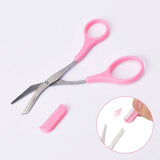 Shaving & Grooming: Eyebrow Scissors with Comb Stainless Steel Makeup Trimmer Beauty Tool 3 Colours - Pink (Eyebrow Razor + Scissor)