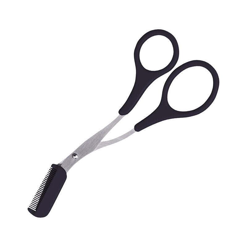 Shaving & Grooming: Eyebrow Scissors with Comb Stainless Steel Makeup Trimmer Beauty Tool 3 Colours - White (Eyebrow Razor + Scissor)