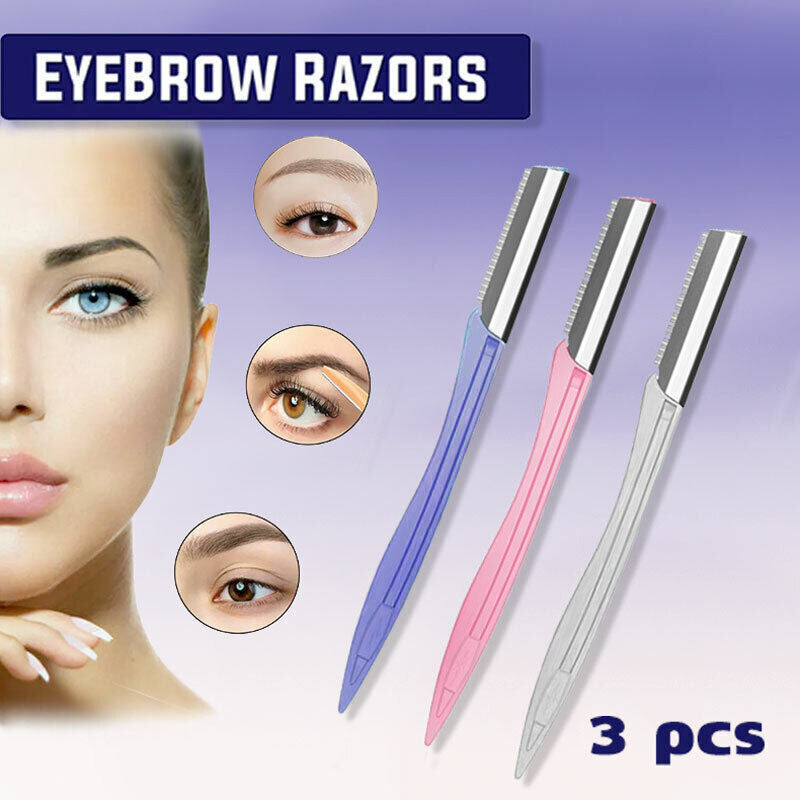 Makeup Brushes: 3 Piece Eyebrow Razor Kit for Women Facial Hair Removal and Brow Shaping