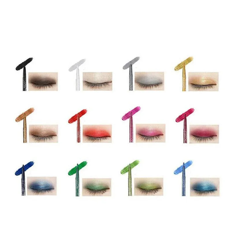 12 Pcs Coloured Eyeliner Pencil Set, Retractable Eye Makeup Pencils in Assorted Colours