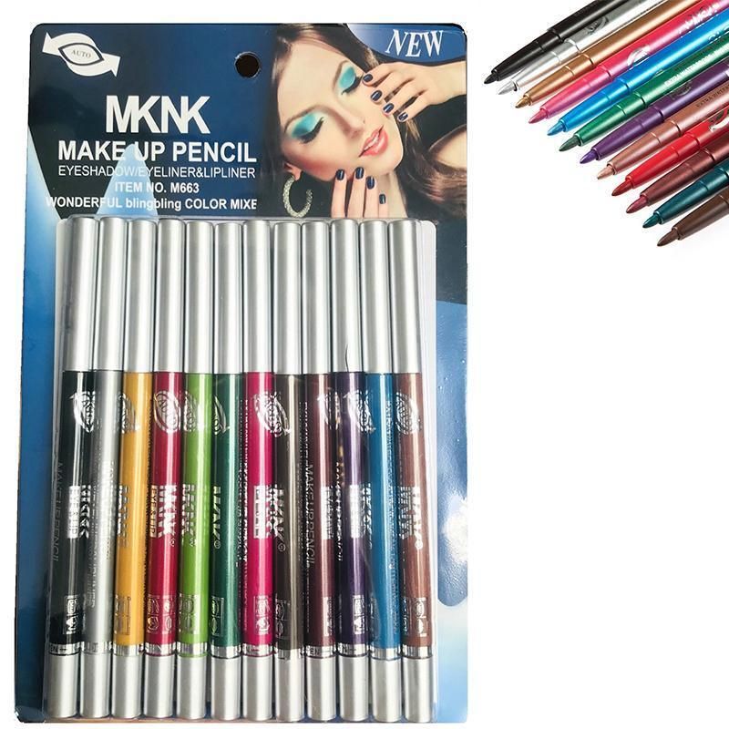 12 Pcs Coloured Eyeliner Pencil Set, Retractable Eye Makeup Pencils in Assorted Colours