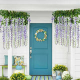 12X Artificial Silk Fake Flower Garland Vine Wisteria Leaf Hanging Wedding Decor - White