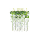 12X Artificial Silk Fake Flower Garland Vine Wisteria Leaf Hanging Wedding Decor - White