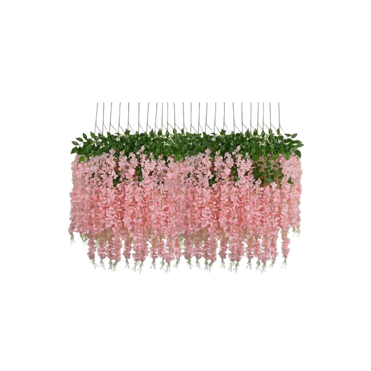 Artificial Flowers & Plants: 12X Artificial Silk Fake Flower Garland Vine Wisteria Leaf Hanging Wedding Decor - White
