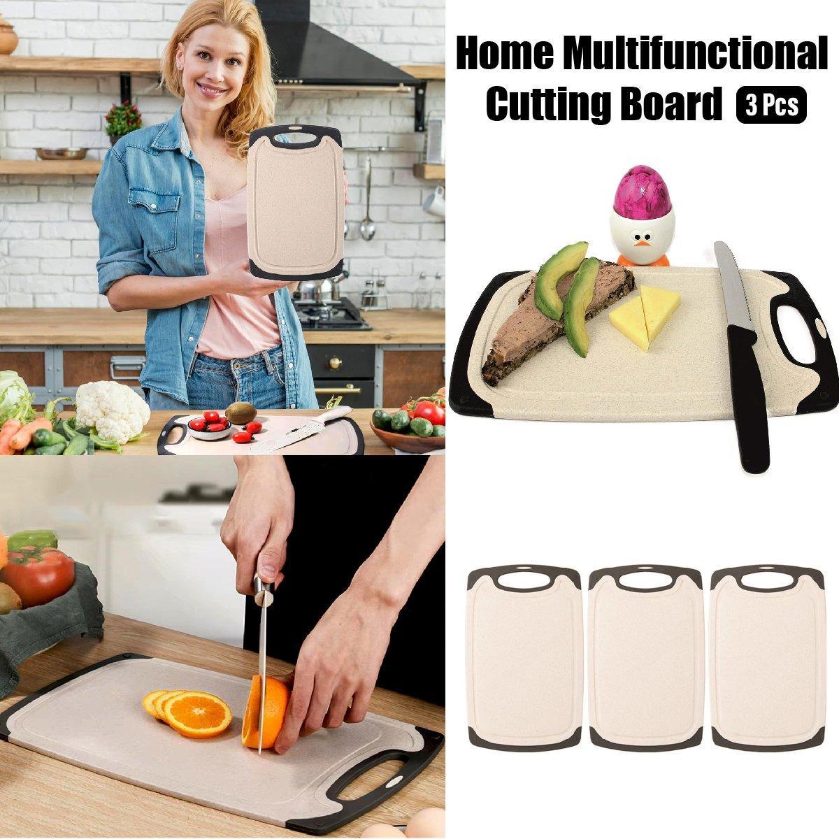 Kitchen Utensils: 3PCS Wheat Straw Cutting Board Kitchen Chopping Board for Vegetables Meat Fruit