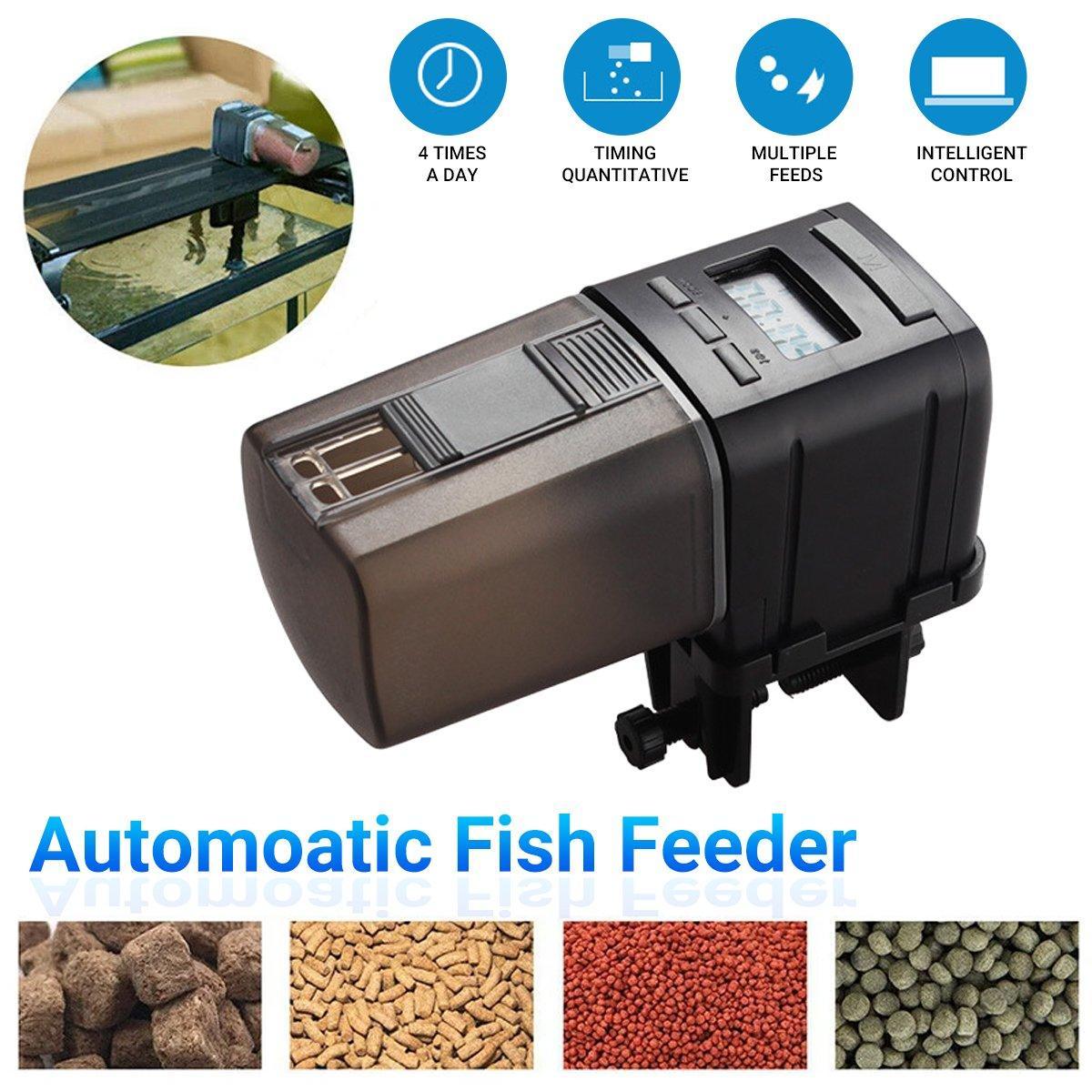Cat Bowls, Feeders & Waterers: Automatic Fish Feeder Intelligent Timing Aquarium Large Capacity Food Dispenser