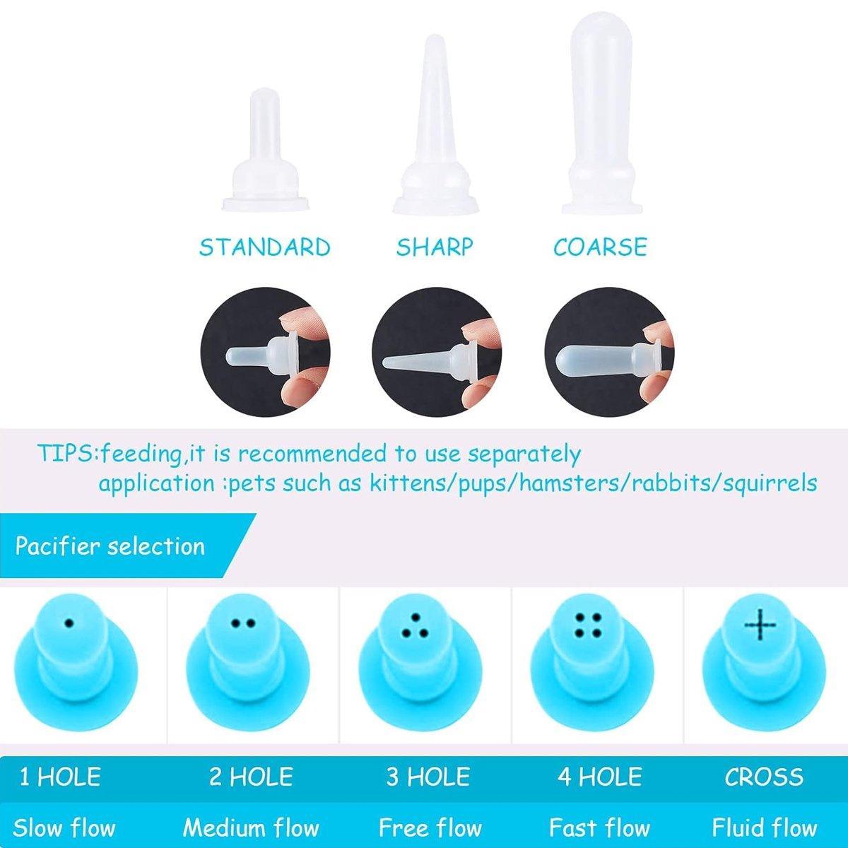 Cat Bowls, Feeders & Waterers: Puppy Kitten Feeding Bottle Set Pet Dog Cat Bady Nursing Water Milk Feeder 60ML